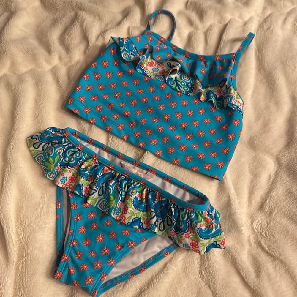 Summer colorful swimming suit 2 piece for 6 year old girls